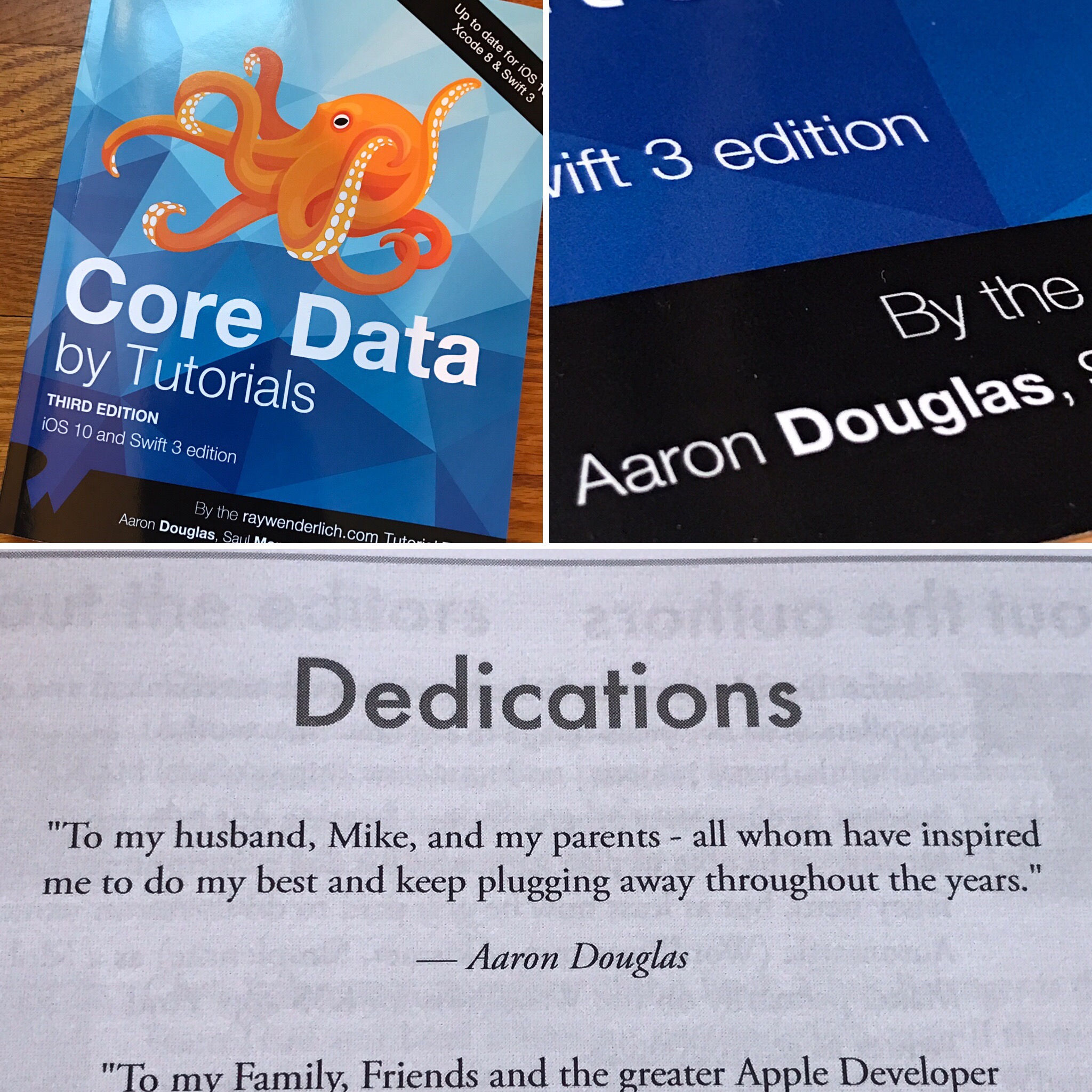 Three pictures of the book I helped write Core Data by Tutorials